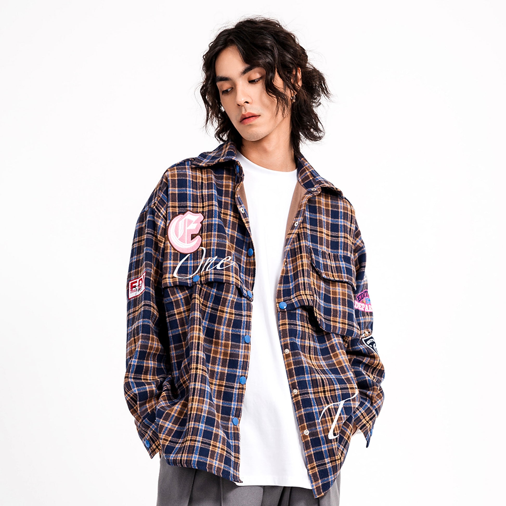 Fashion Brand Plaid Long Sleeve DressShirt Coat Jacket Men & Women - enhanced image 15