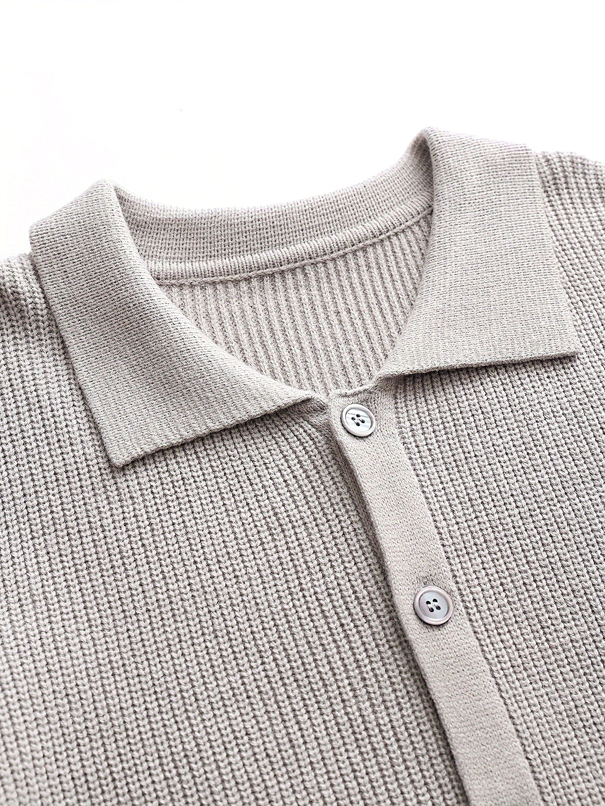 Fashion Solid Color Simple Men's Knitwear Cardigan Sweater Coat - enhanced image 15