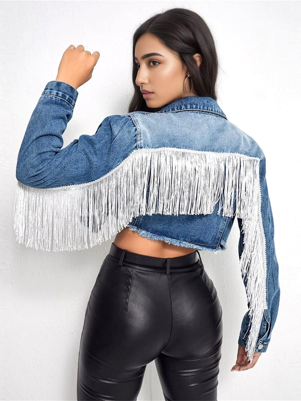 A1. Fashion Tassel Stitching Do The Old Cowboy Jacket For Women - enhanced image 15