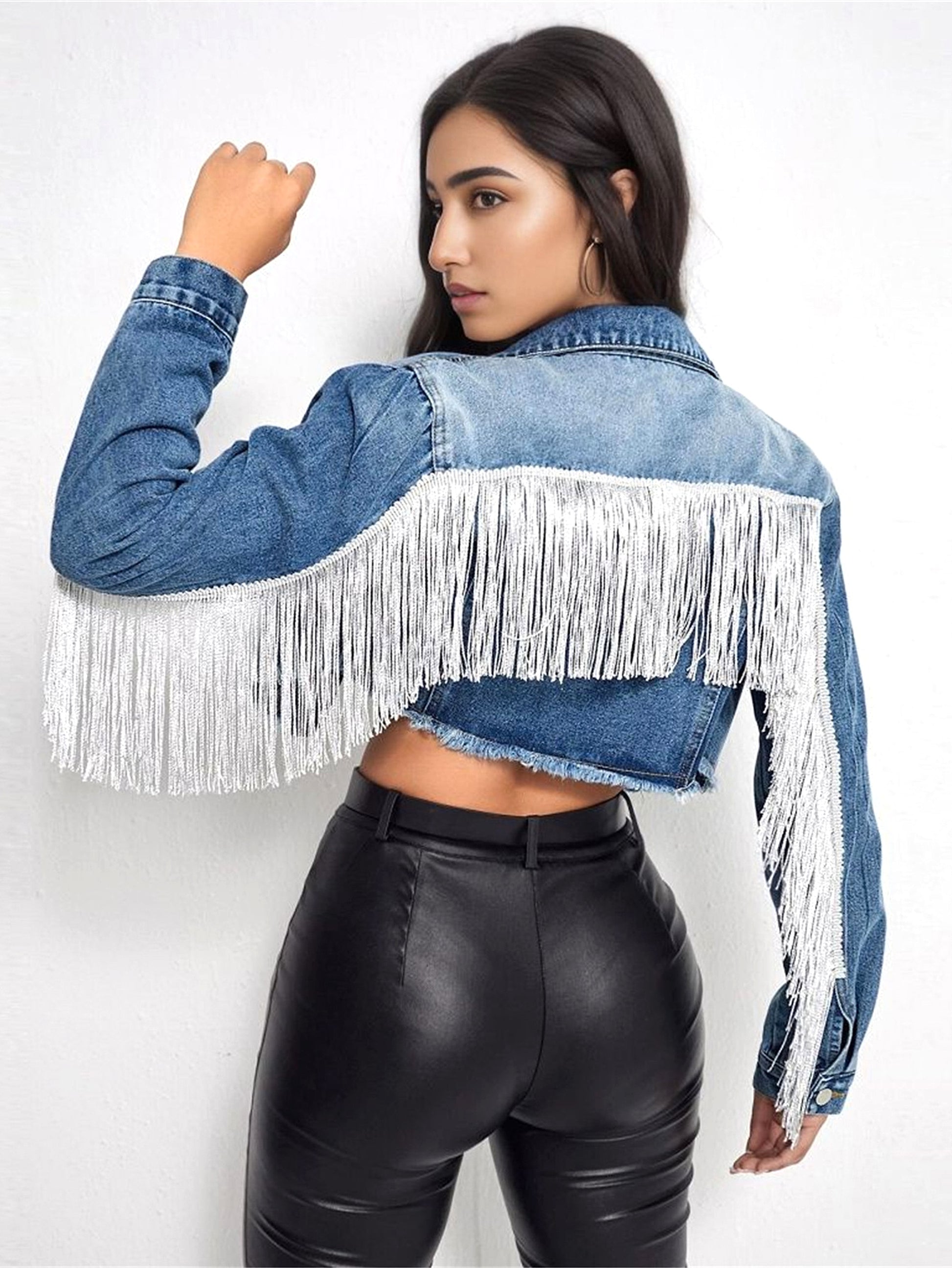 A1. Fashion Tassel Stitching Do The Old Cowboy Jacket For Women - enhanced image 15