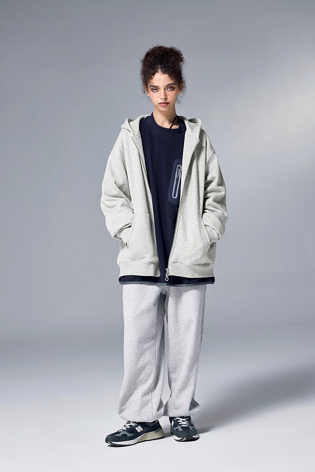 Flame Single-layer Fleece-lined Hooded Jacket Solid Color Double-headed Zipper Jacket - enhanced image 15