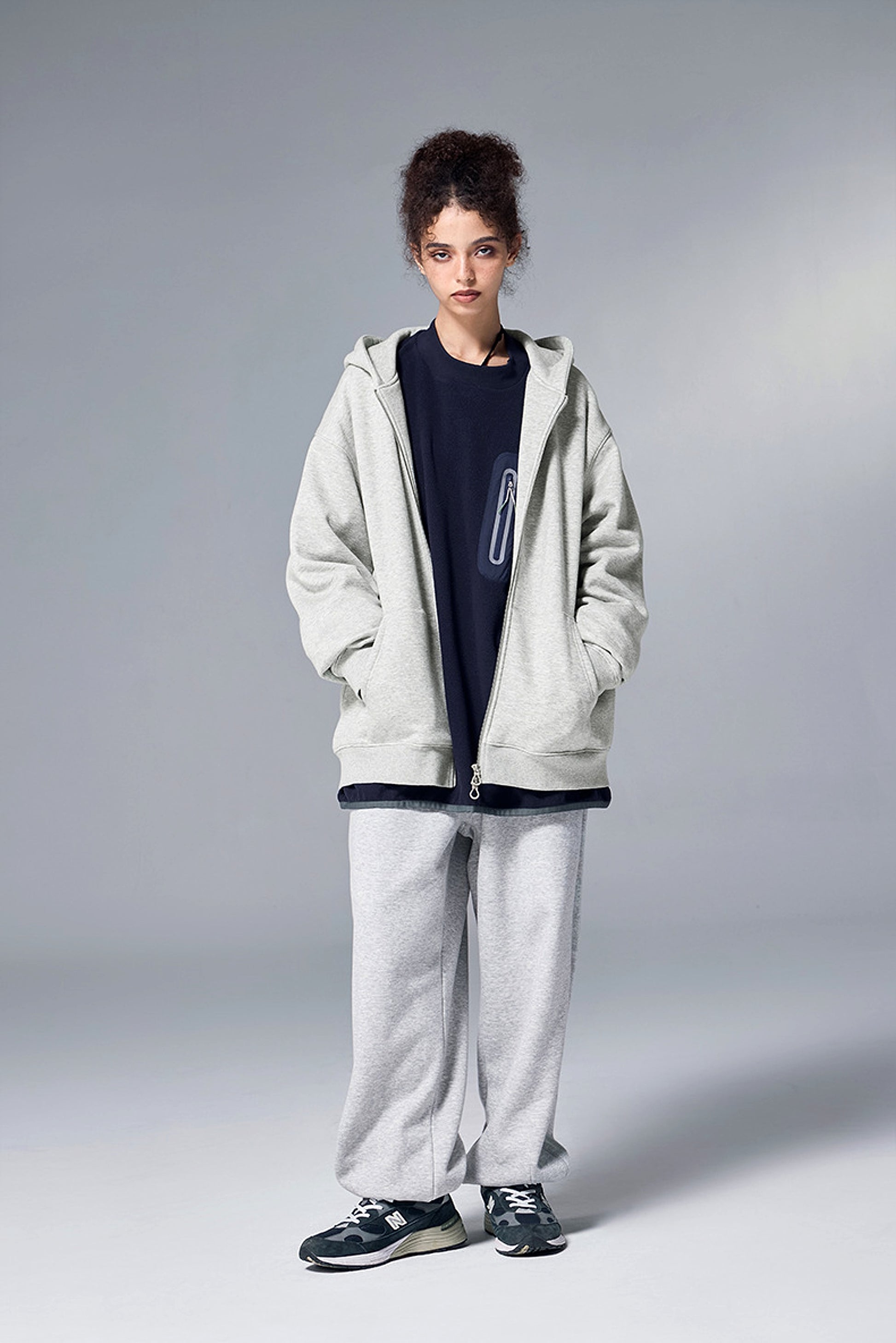 Flame Single-layer Fleece-lined Hooded Jacket Solid Color Double-headed Zipper Jacket - enhanced image 15