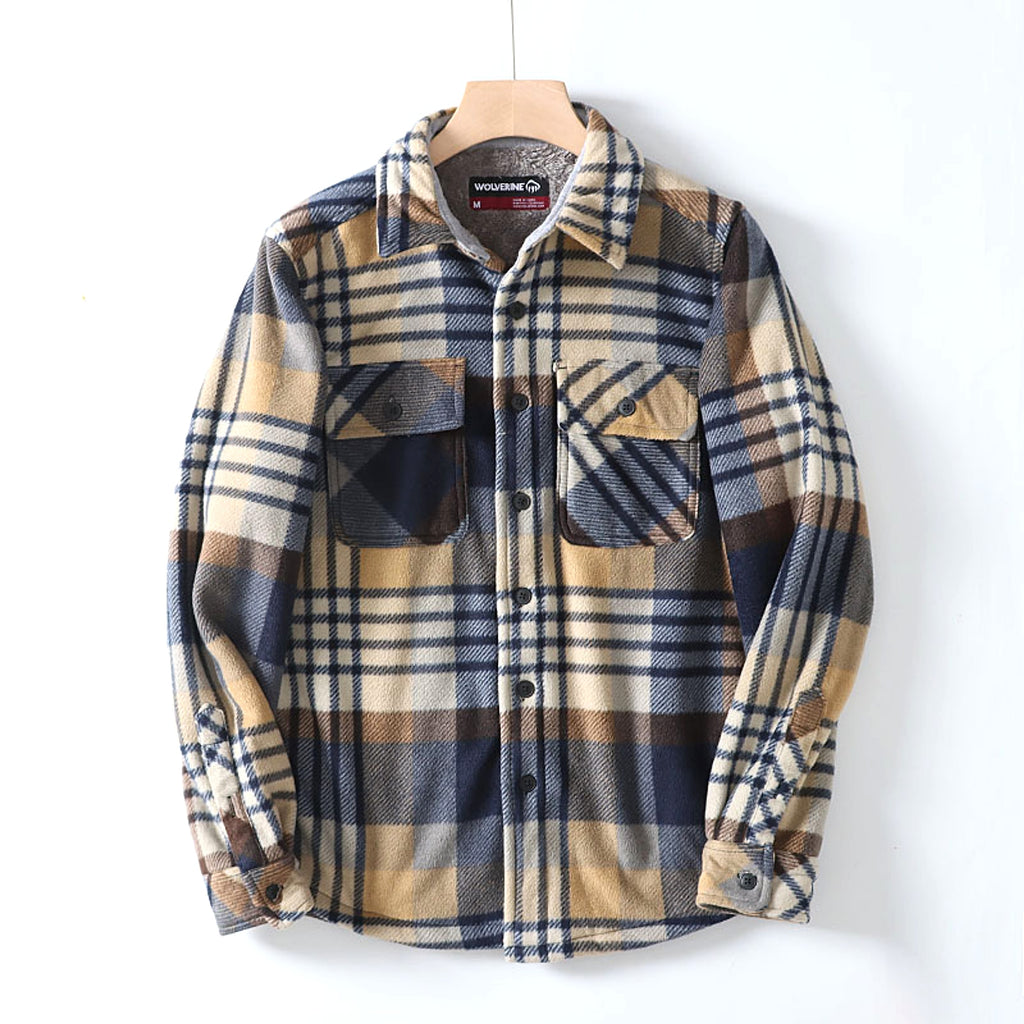 Flannel Plaid Warm Leisure Lapel Long Sleeve DressShirt - enhanced image 15