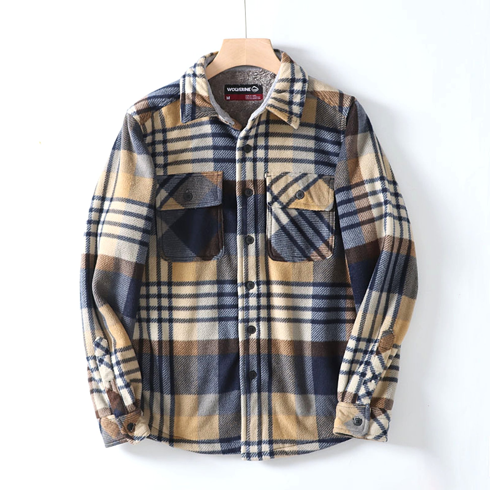 Flannel Plaid Warm Leisure Lapel Long Sleeve DressShirt - enhanced image 15