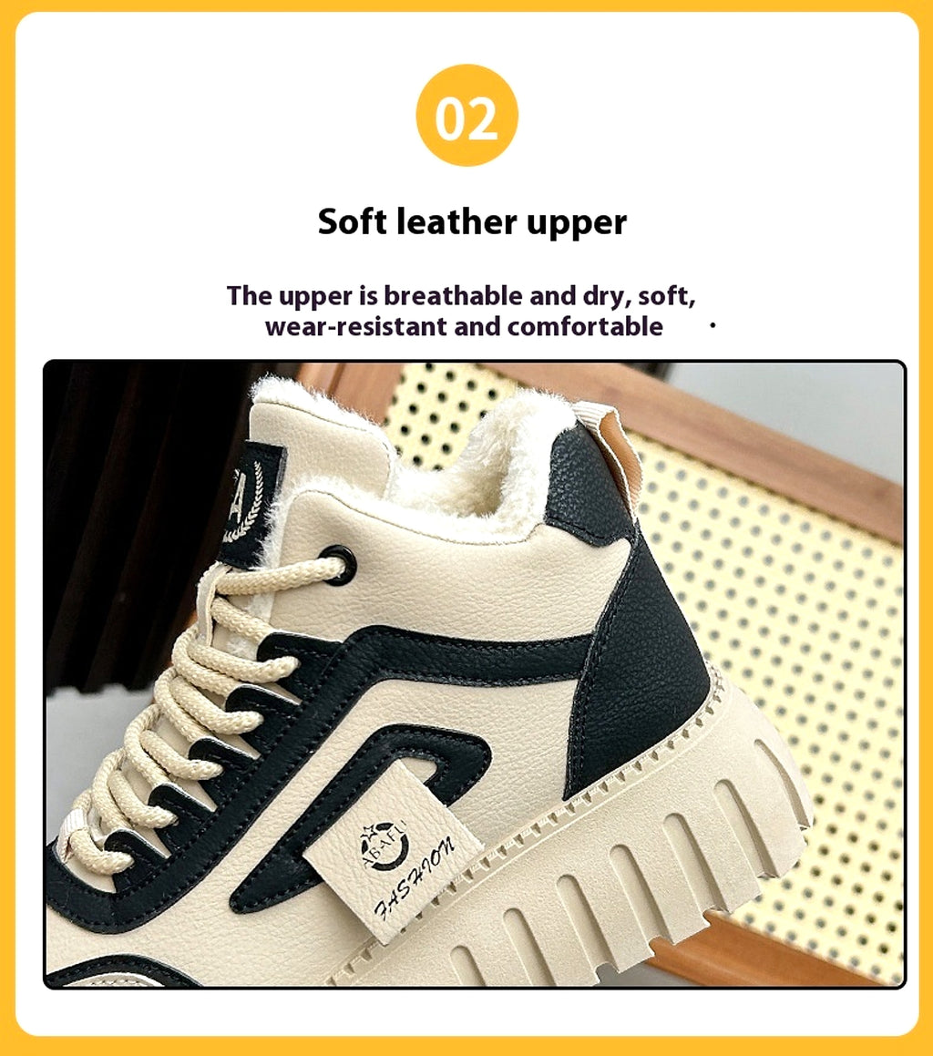 Fleece-lined Warm White Shoes For Women High-top Board Shoe - enhanced image 15