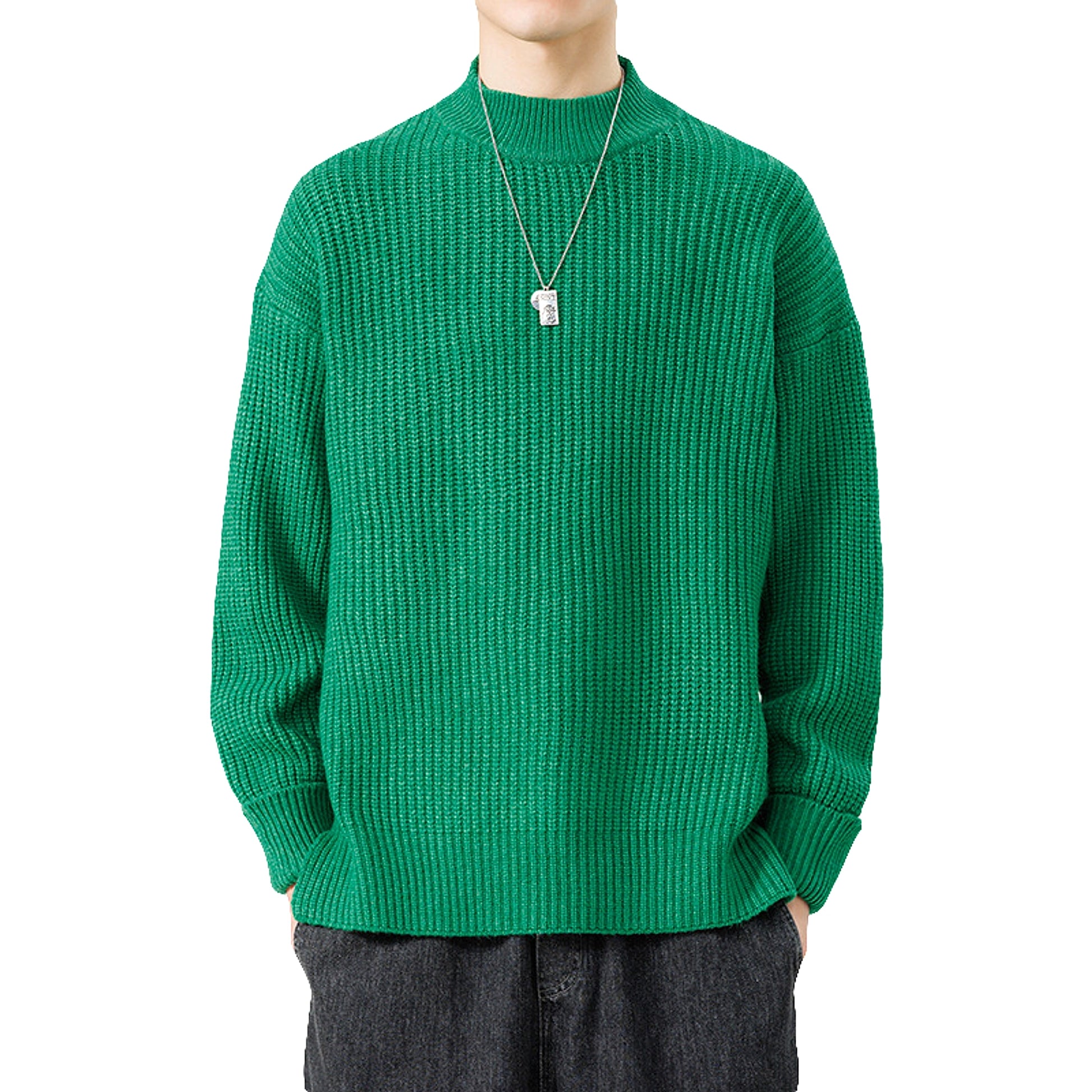 Half High Necked Sweater For Men's Casual Knitwear Outerwear - enhanced image 15