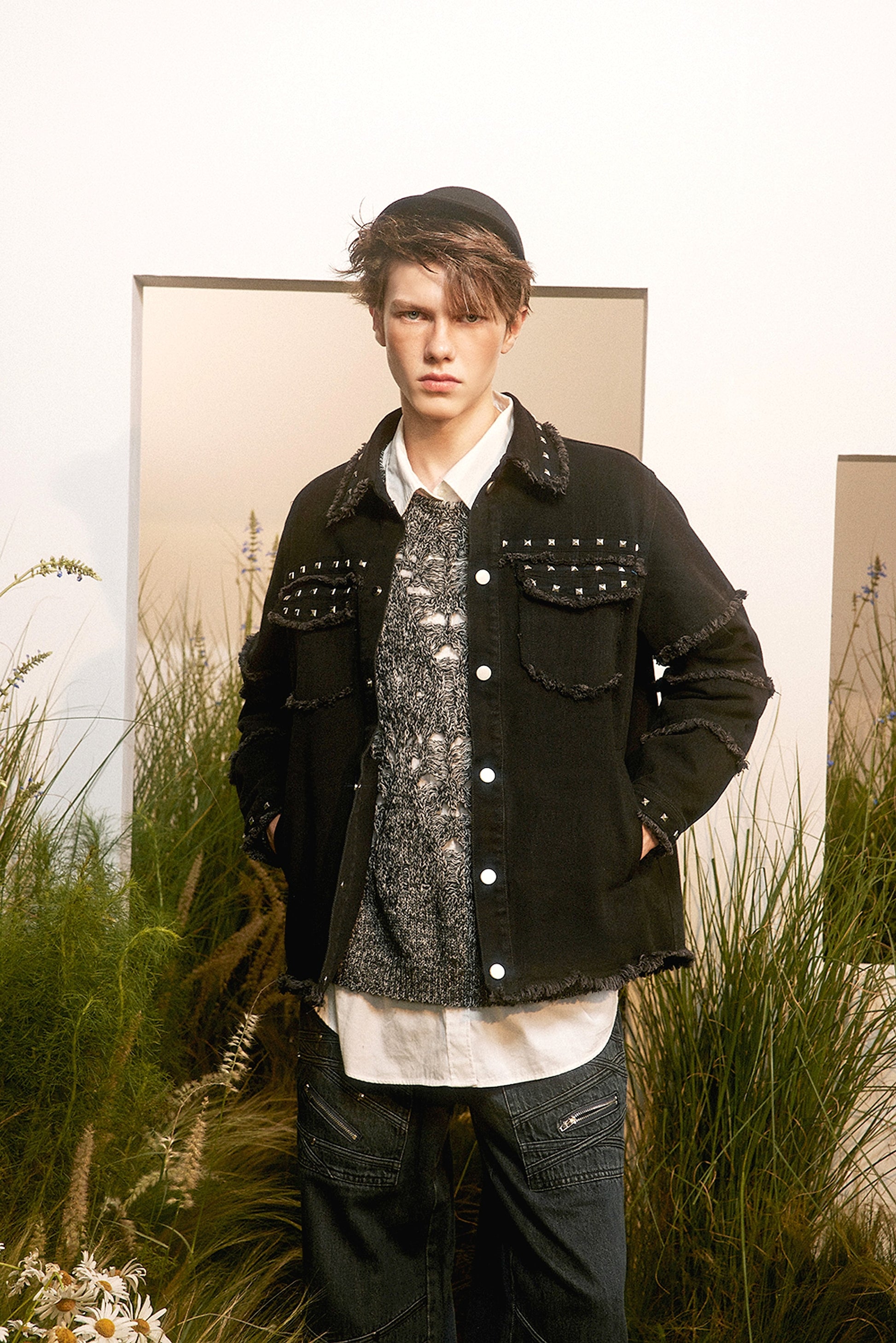 High Street Fashion Brand Hip Hop Rock Rivet Decorative Denim Jacket - enhanced image 15
