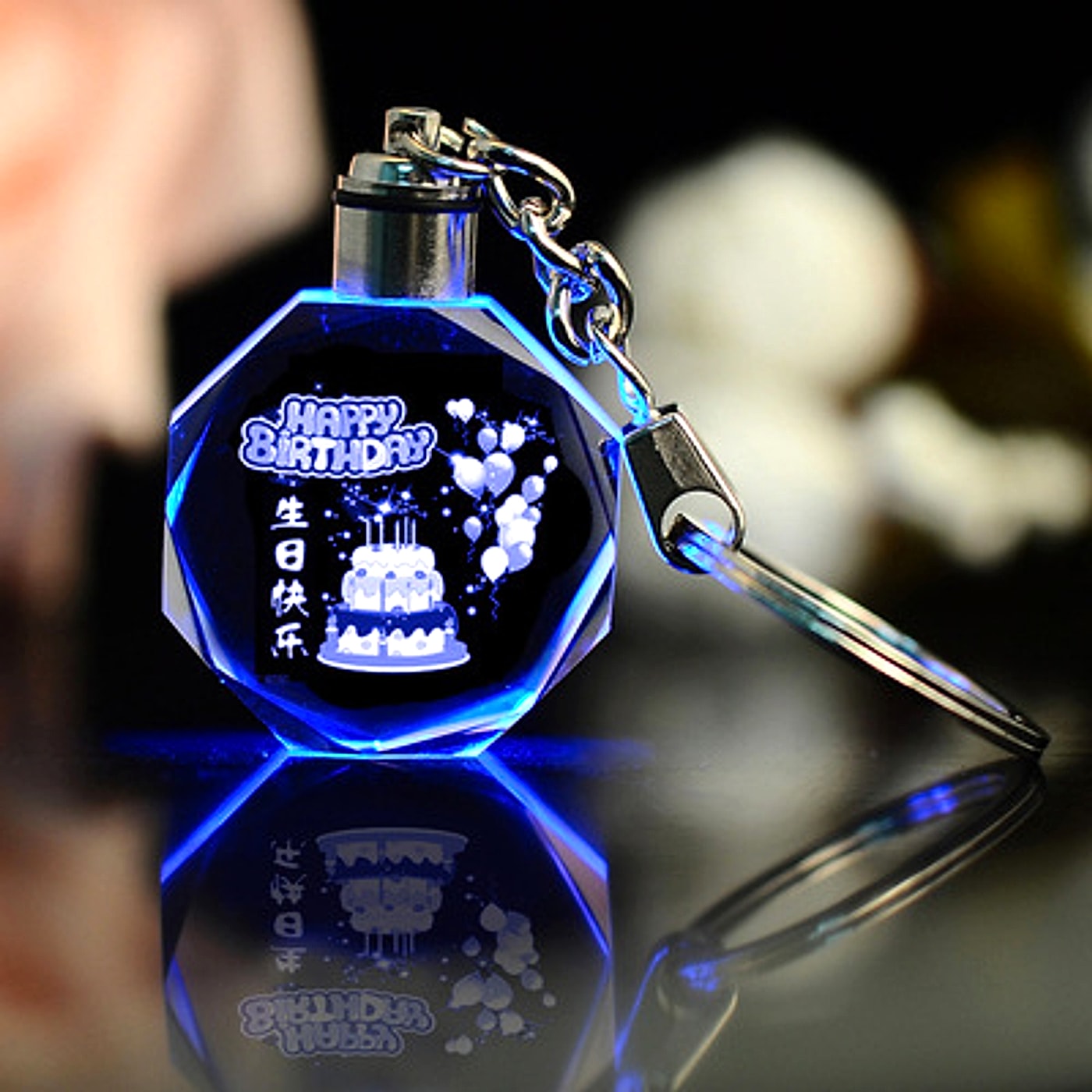 Personalised K9 crystal keyring with LED lighting & engraving - enhanced image 15