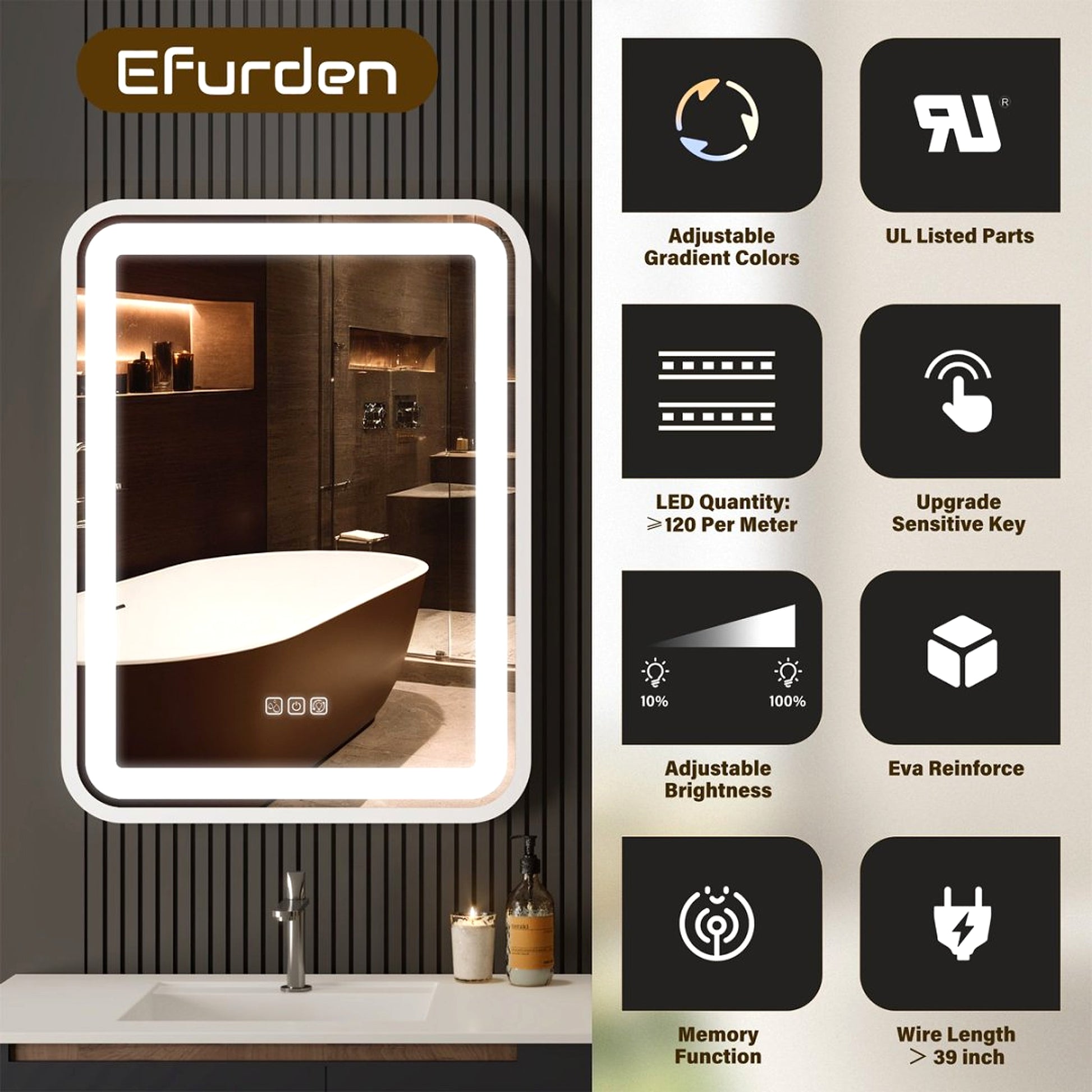 LuneluX_Home – Smart LED Bathroom Mirror with Anti-Fog & Touch Control (Vertical & Horizontal Mounting) - enhanced image 15