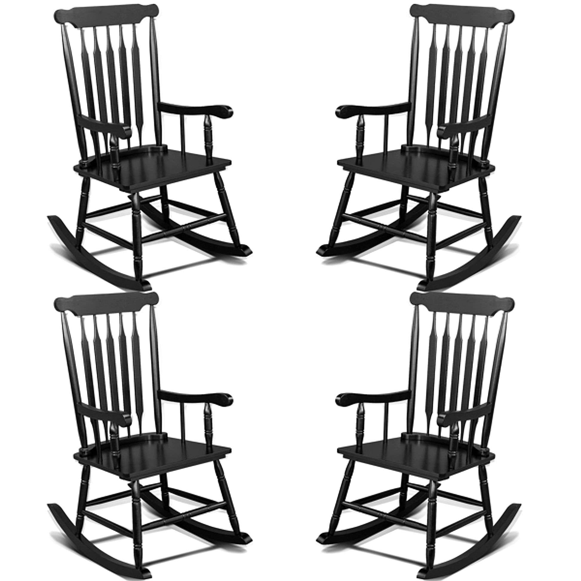 LuxePorch™ – Black Poplar Windsor Wood Rocking Chair (US Warehouse) - enhanced image 15