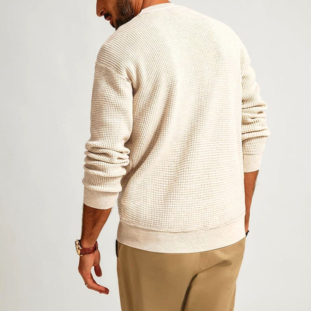 Men's Fashion Solid Color Waffle Casual - enhanced image 15
