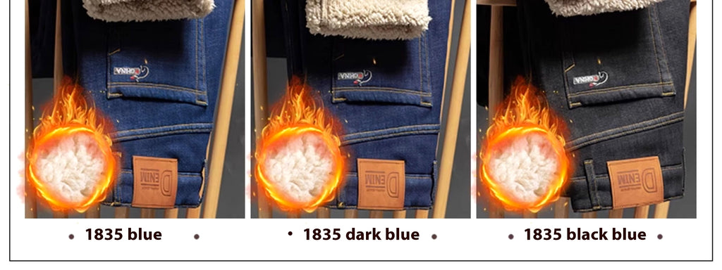 Men's Fleece Addition Denim Trousers Men's Pants Jeans Winter - enhanced image 15