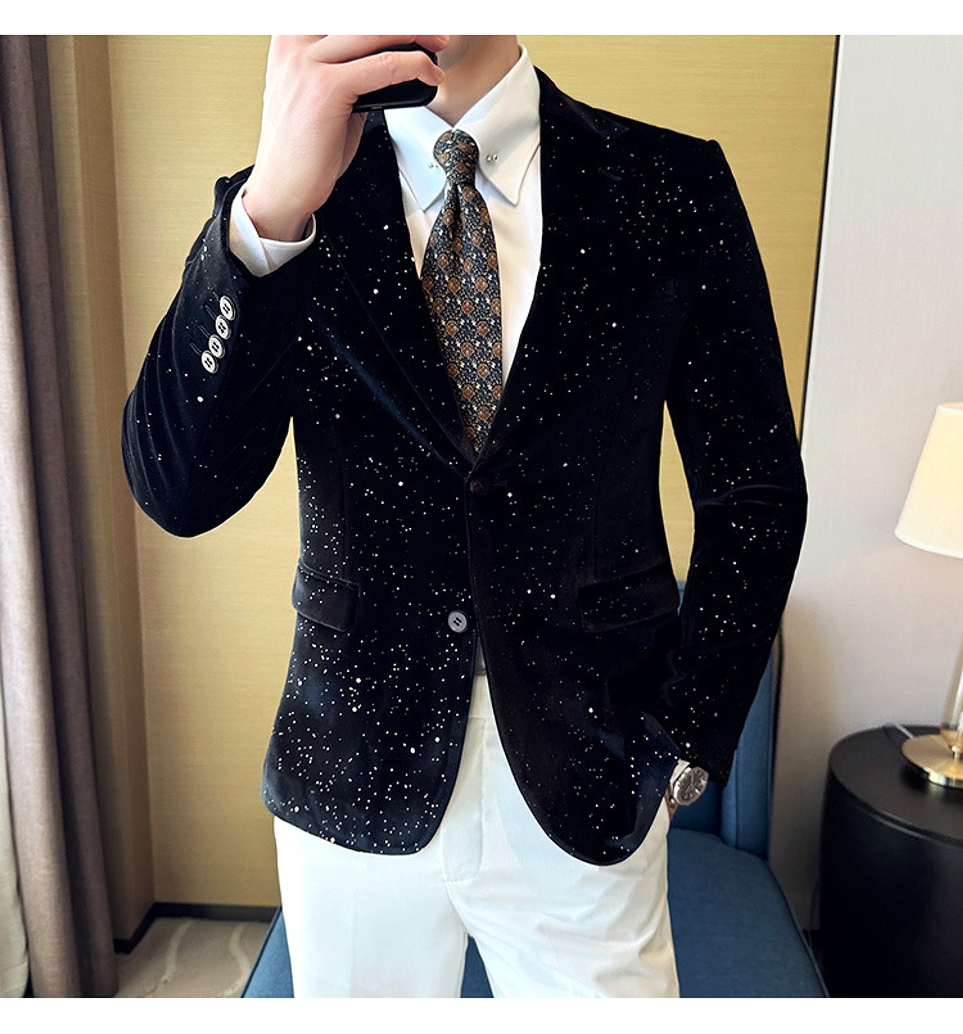 Men's South Korea Slim-fit Fashion Bronzing Stage Suit Jacket - enhanced image 15
