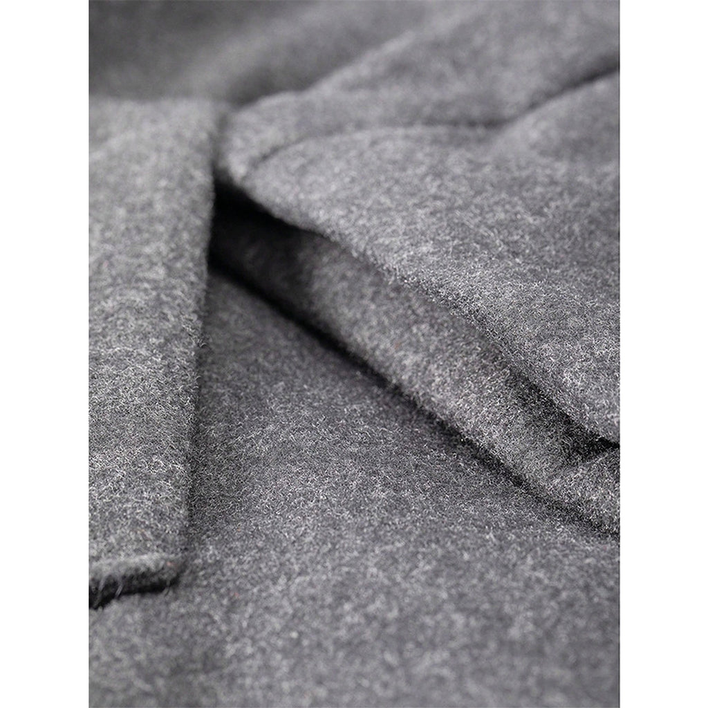 Mid-length Color Matching Single-breasted Trench Coat Woolen Plus Size Casual - enhanced image 15