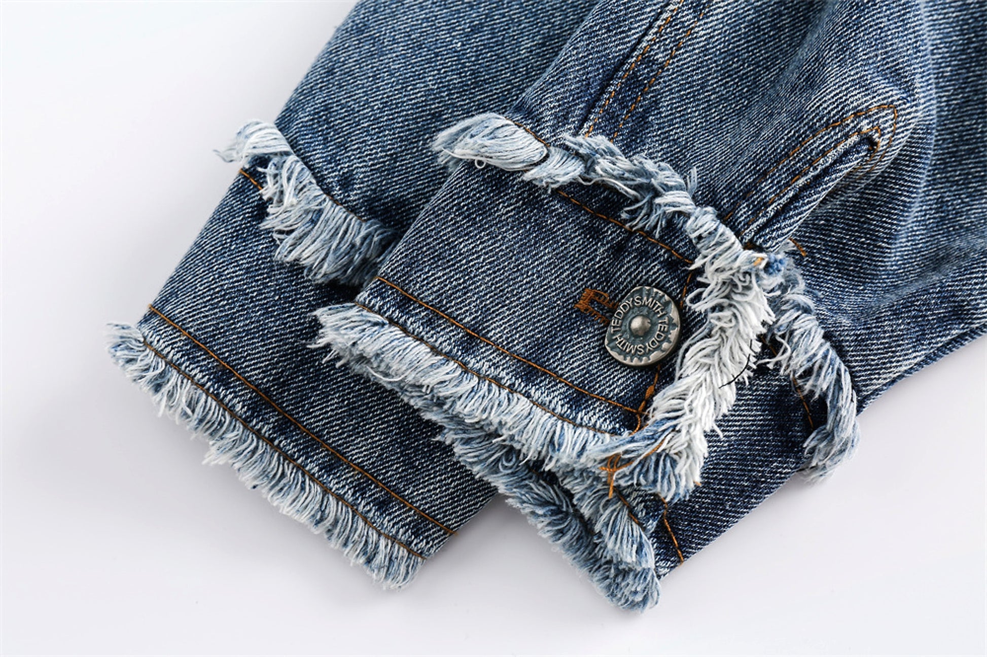 1. National Style Burrs Stitching Washed Denim Jacket - enhanced image 15