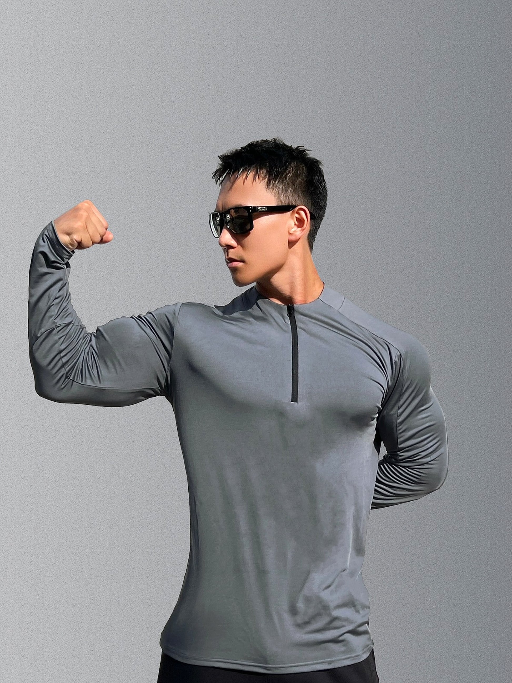 Sports Fitness Men's Long Sleeve Top Zip-up Shirt Trousers Two-piece Suit - enhanced image 15