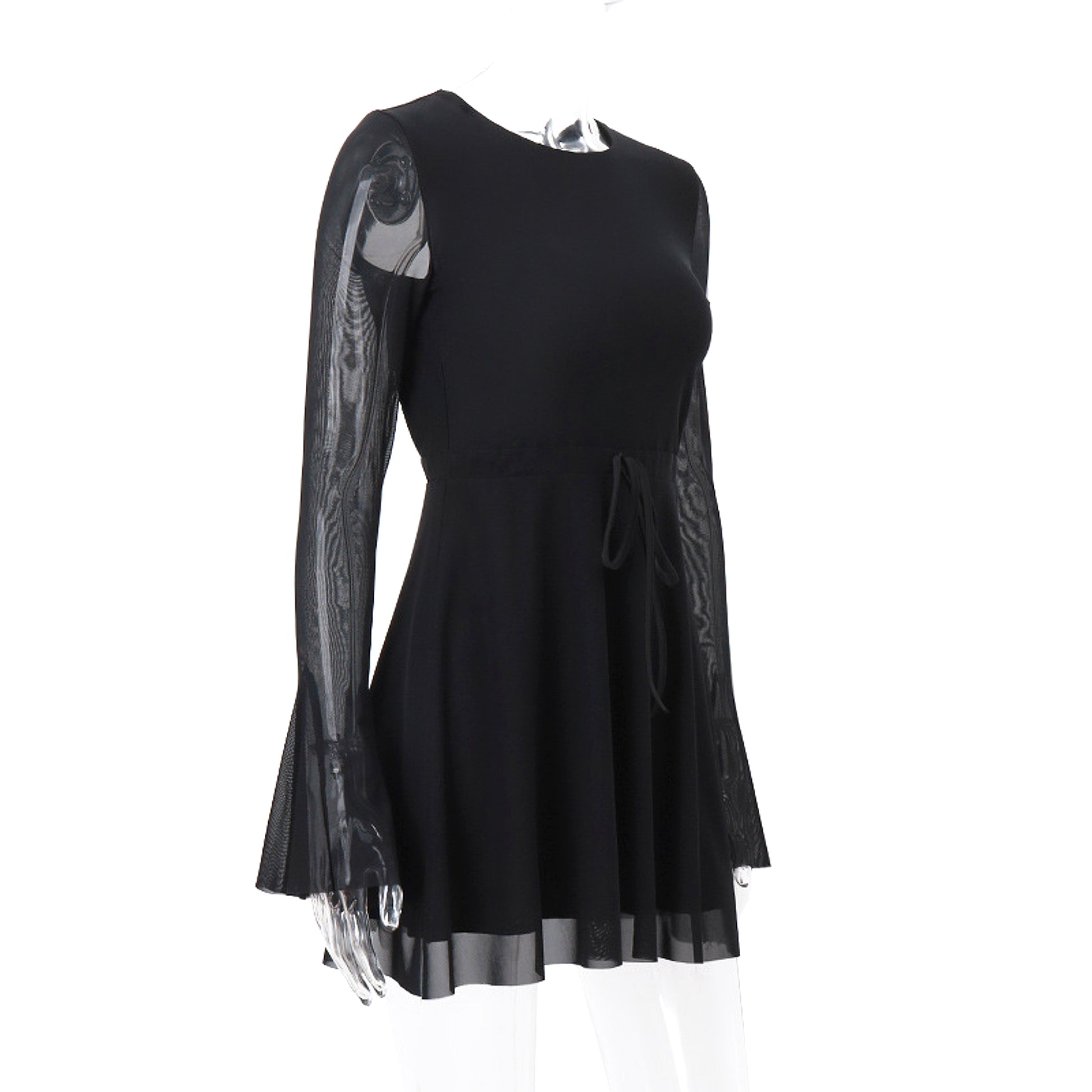 Temperament Crew Neck Horn Long Sleeve Mesh Dress Skinny Skirt - enhanced image 15