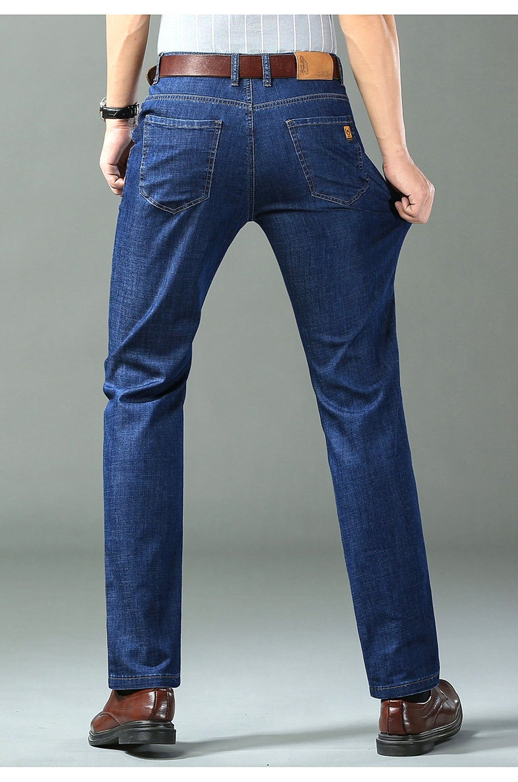 Thin Summer Cotton Elastic Ice Silk Quality Mid-high Waist Jeans - enhanced image 15