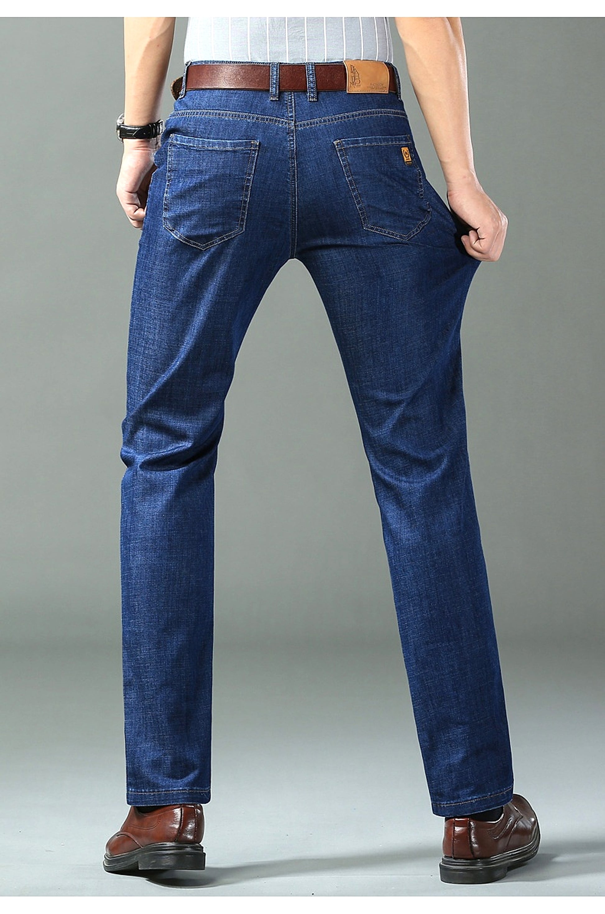Thin Summer Cotton Elastic Ice Silk Quality Mid-high Waist Jeans - enhanced image 15