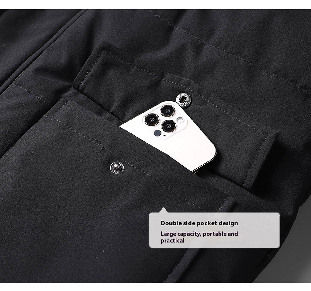Winter Popular Middle-aged And Elderly Cotton Down Jacket Men Fleece-lined Thickened Hooded Warm Middle-aged And Elderly - enhanced image 15