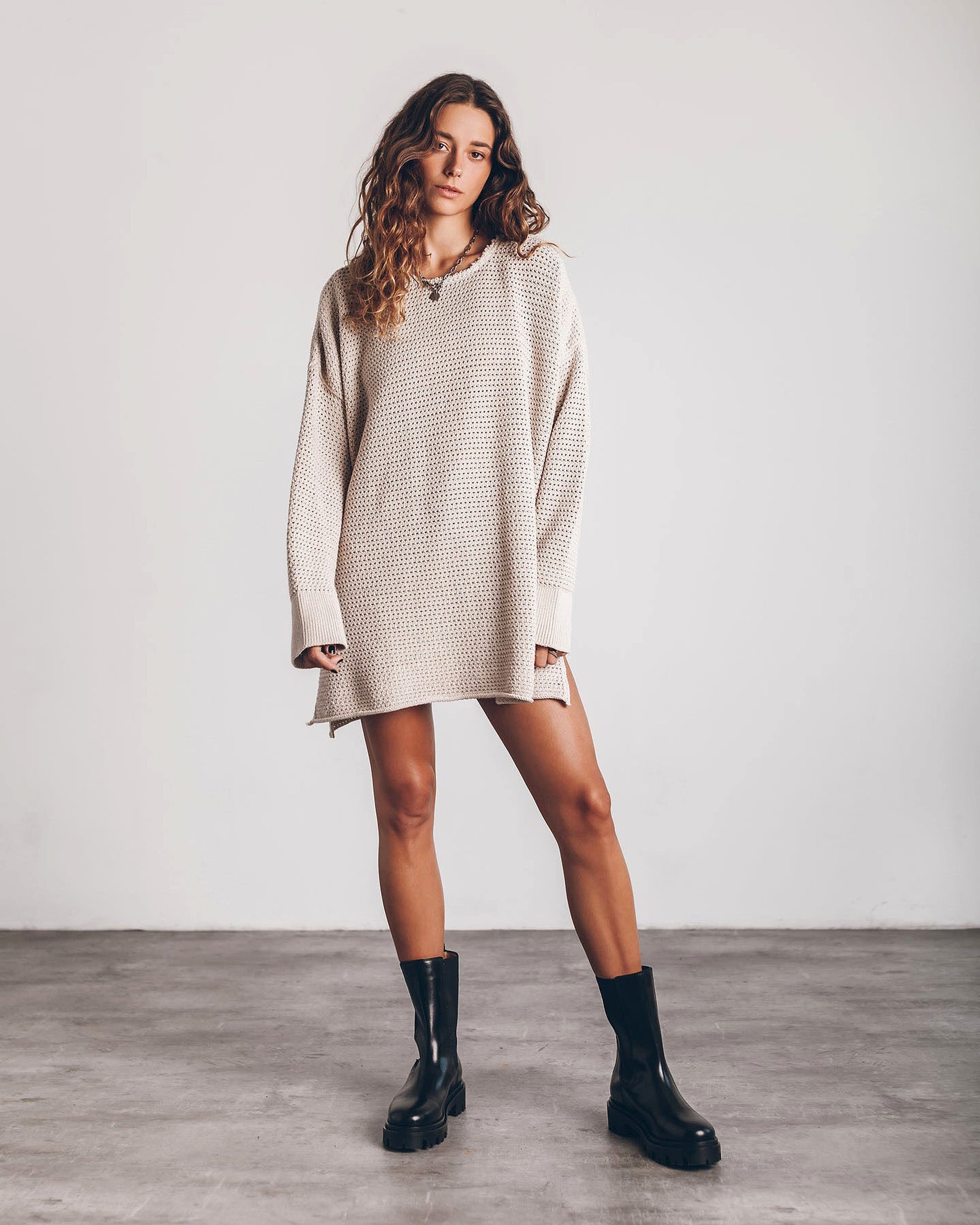 A.1 Women's Twist Thread Loose All-match Round Neck Sweater Dress - enhanced image 15