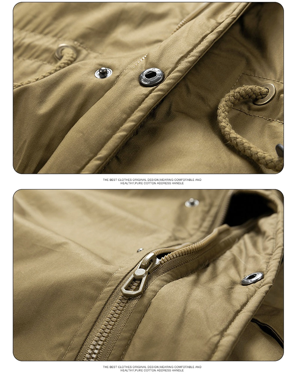 Zipper Solid Color Regular Brown Extra Thick Men 's Jacket - enhanced image 15
