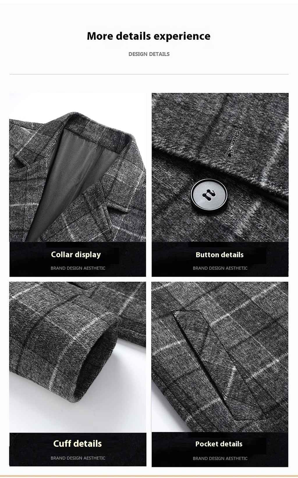 25 Edition – Men’s Wool-Blend Plaid Business Overcoat (Mid-Length) - enhanced image 16