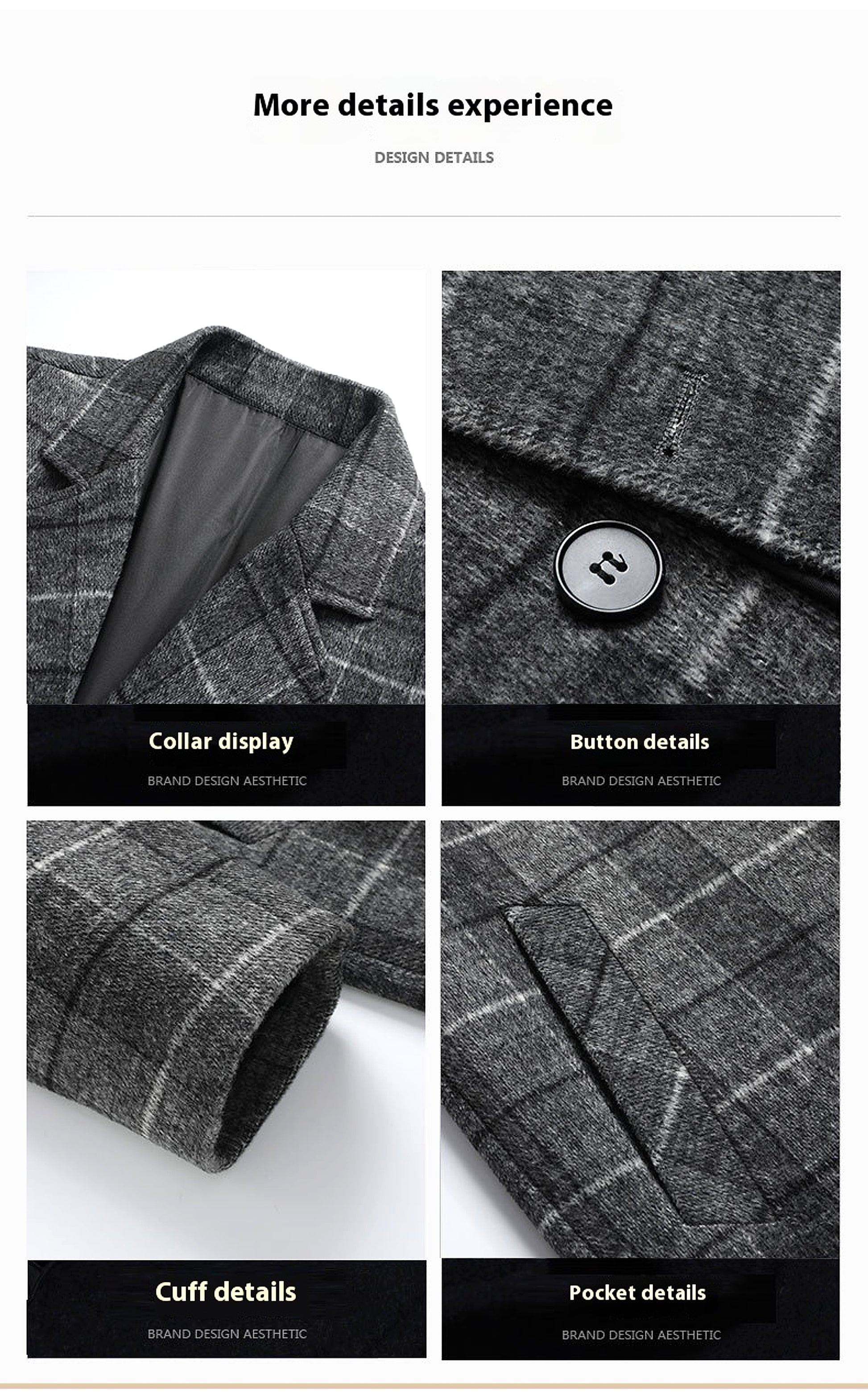 25 Edition – Men’s Wool-Blend Plaid Business Overcoat (Mid-Length) - enhanced image 16