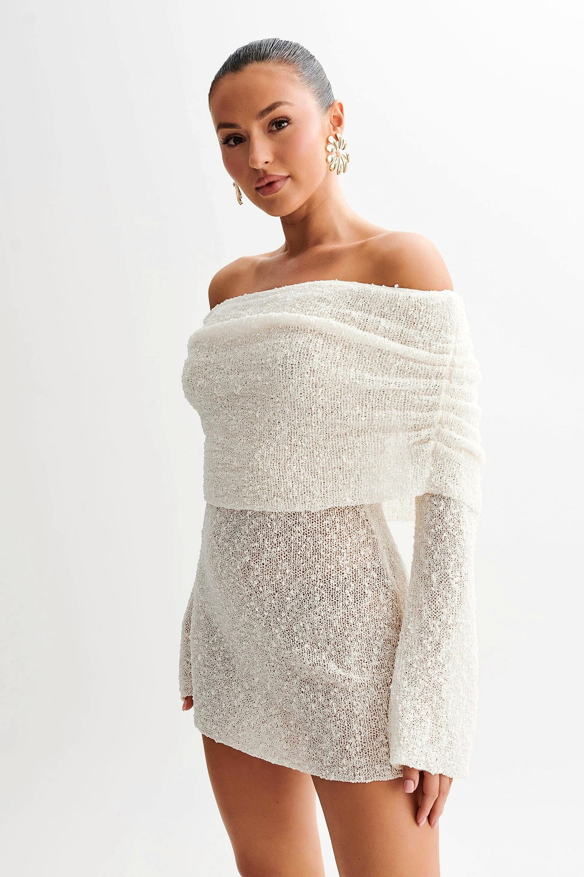 25 Edition – Off-Shoulder Knit Bodycon Dress - enhanced image 16