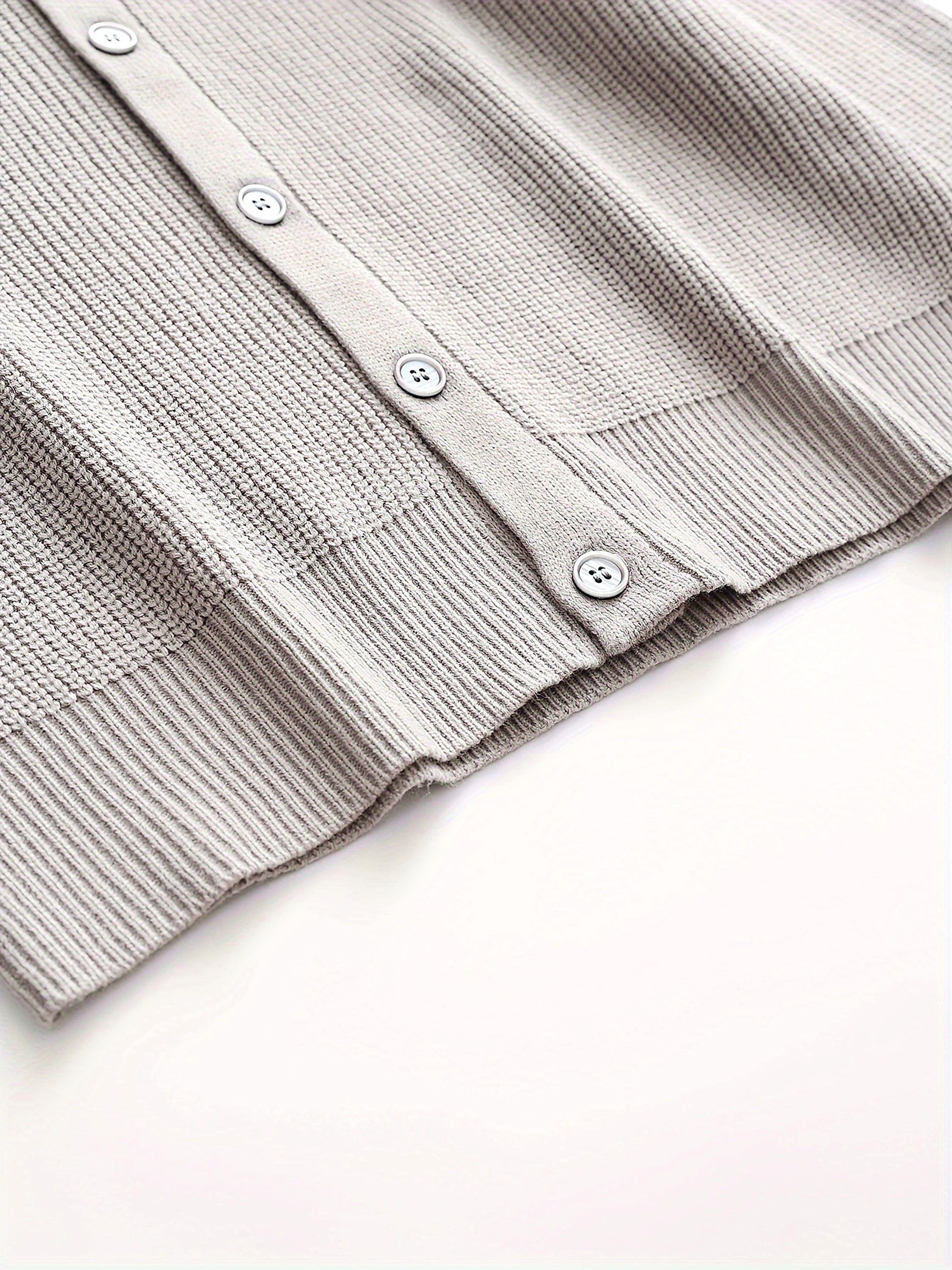 Fashion Solid Color Simple Men's Knitwear Cardigan Sweater Coat - enhanced image 16
