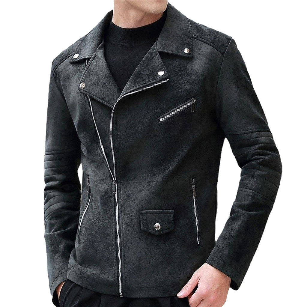 Fashion Velvet Padded Leather Coat Men's Suit Collar Jacket - enhanced image 16