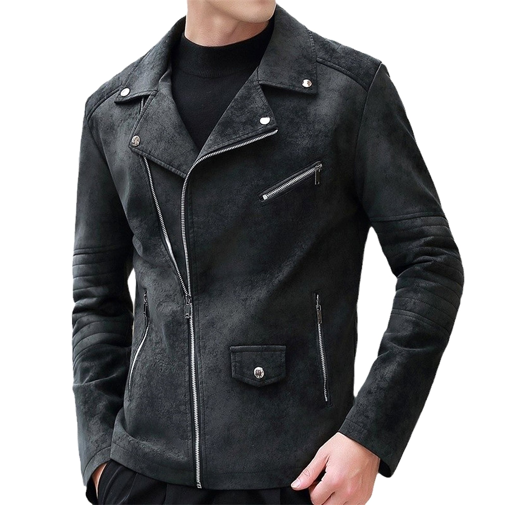 Fashion Velvet Padded Leather Coat Men's Suit Collar Jacket - enhanced image 16
