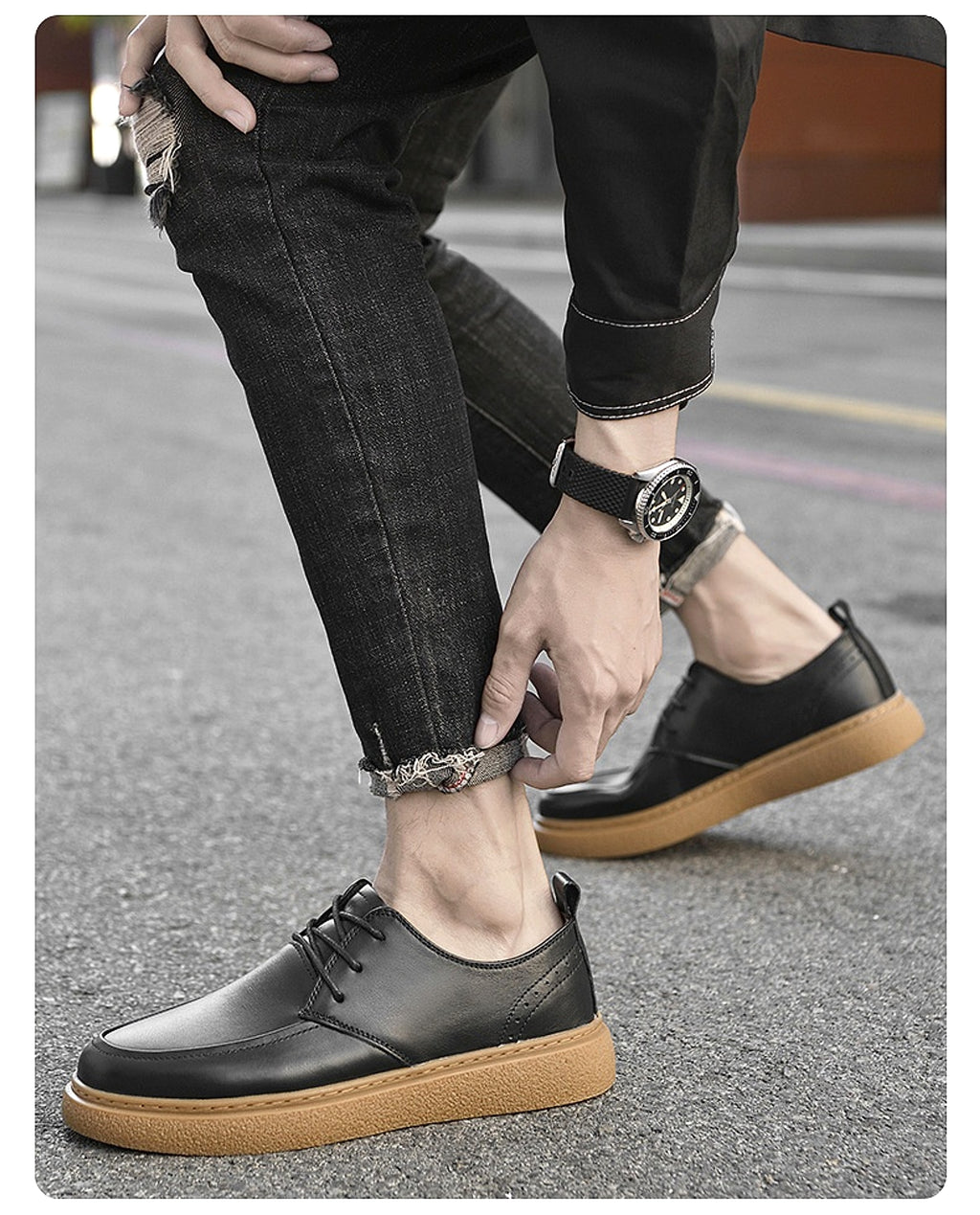 First Layer Cowhide Men's Casual Pumps Sole Leather Round Head Low-cut White Shoes - enhanced image 16