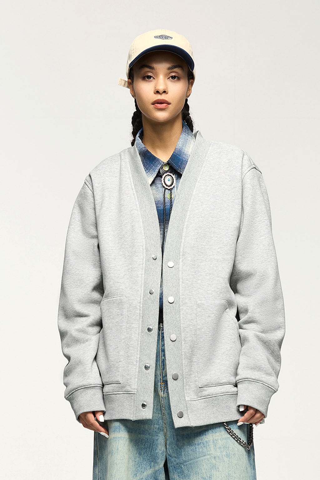Flame Single-layer Fleece-lined Cardigan Coat Loose-fitting Casual Pullover - enhanced image 16