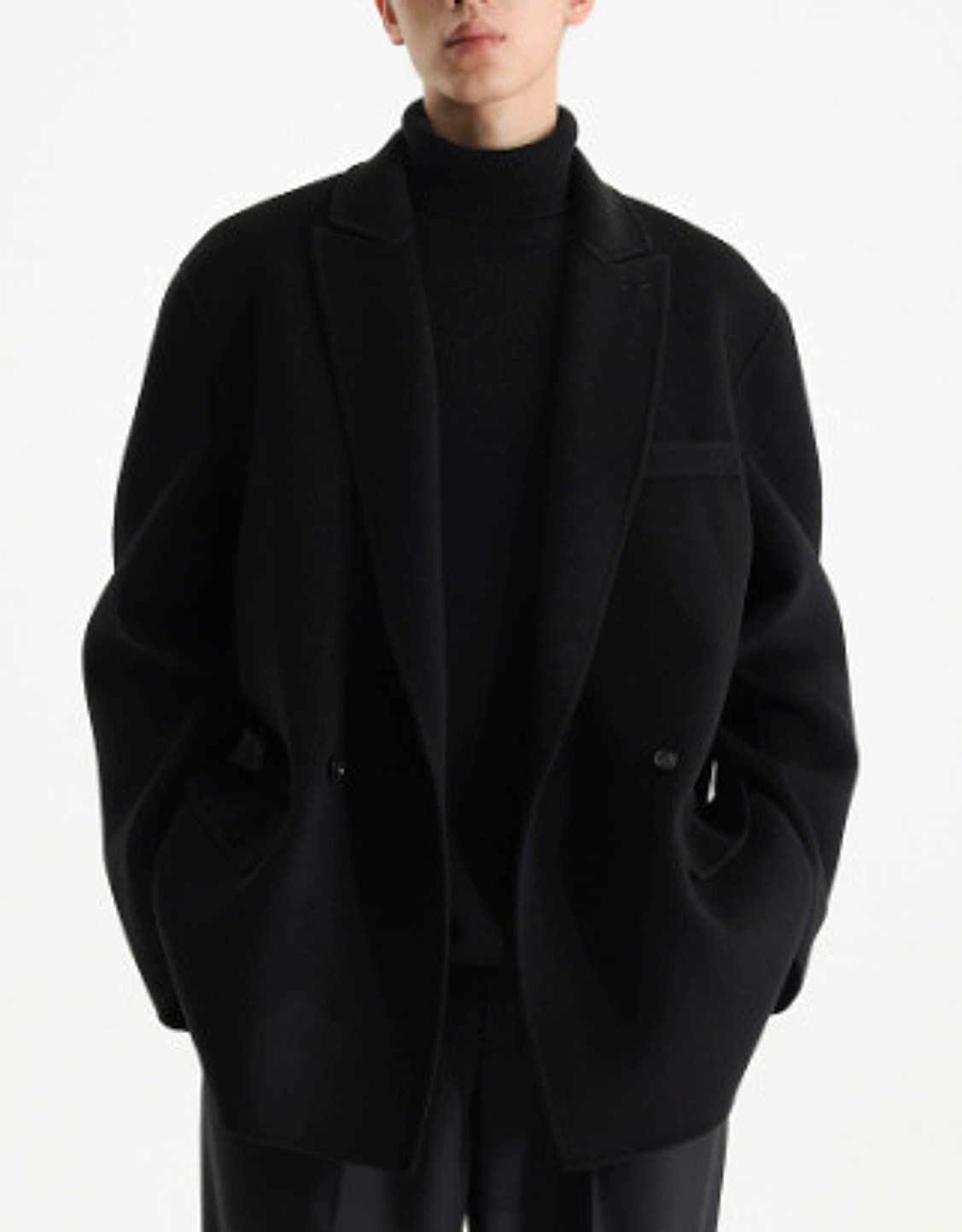 Gun Collar Double-faced Woolen Goods Woolen Suit Wool Coat For Men - enhanced image 16