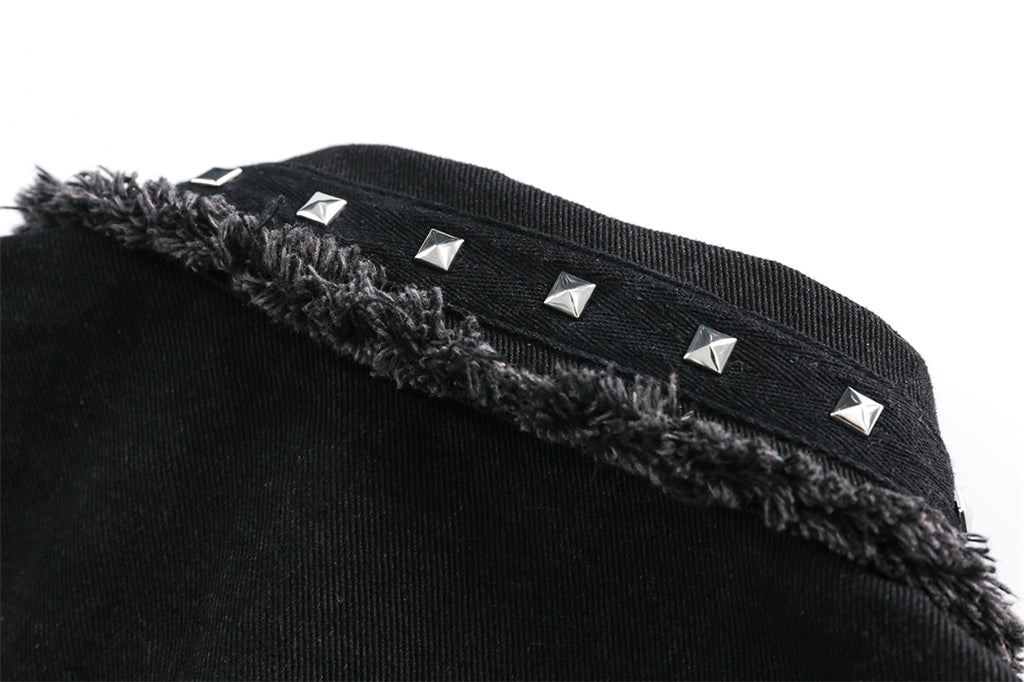 High Street Fashion Brand Hip Hop Rock Rivet Decorative Denim Jacket - enhanced image 16