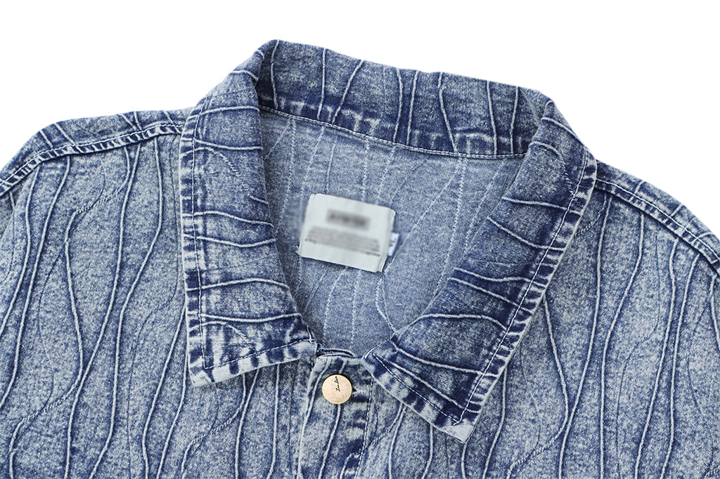 Jacquard Stone Washed Denim Jacket For Men And Women - enhanced image 16