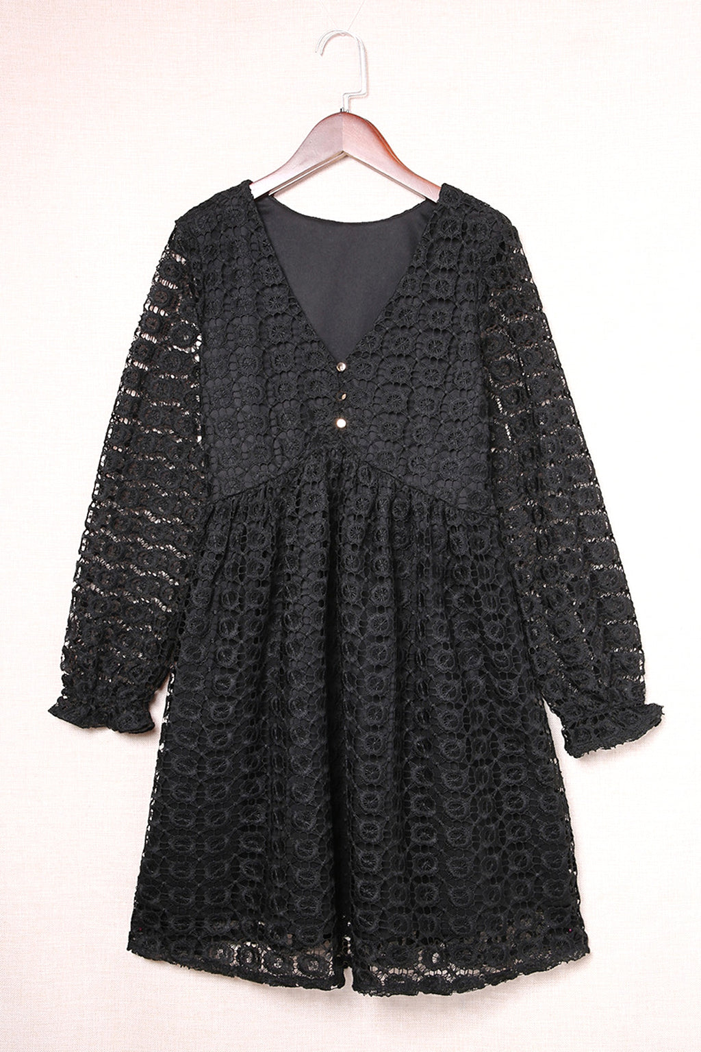 A. Lace Stitching Long Sleeve Dress Women - enhanced image 16