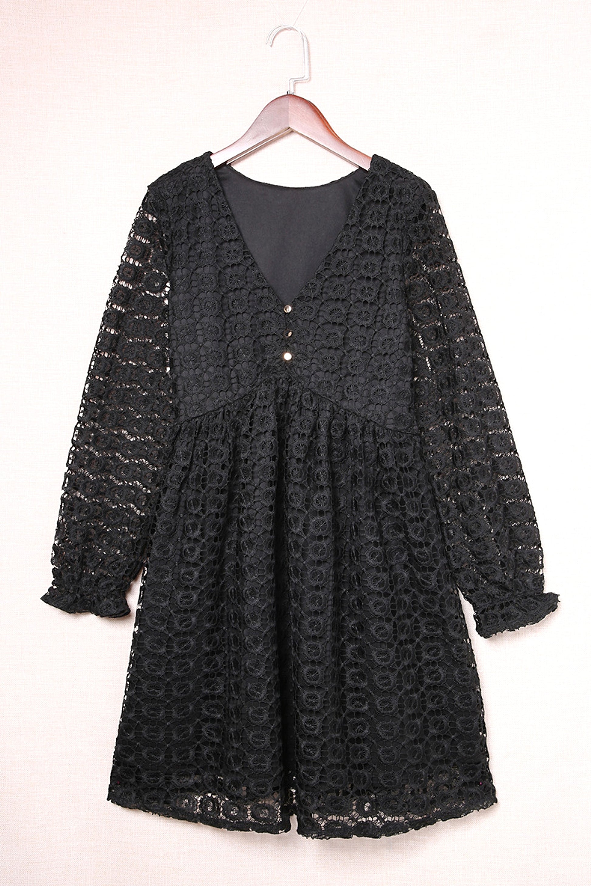 A. Lace Stitching Long Sleeve Dress Women - enhanced image 16