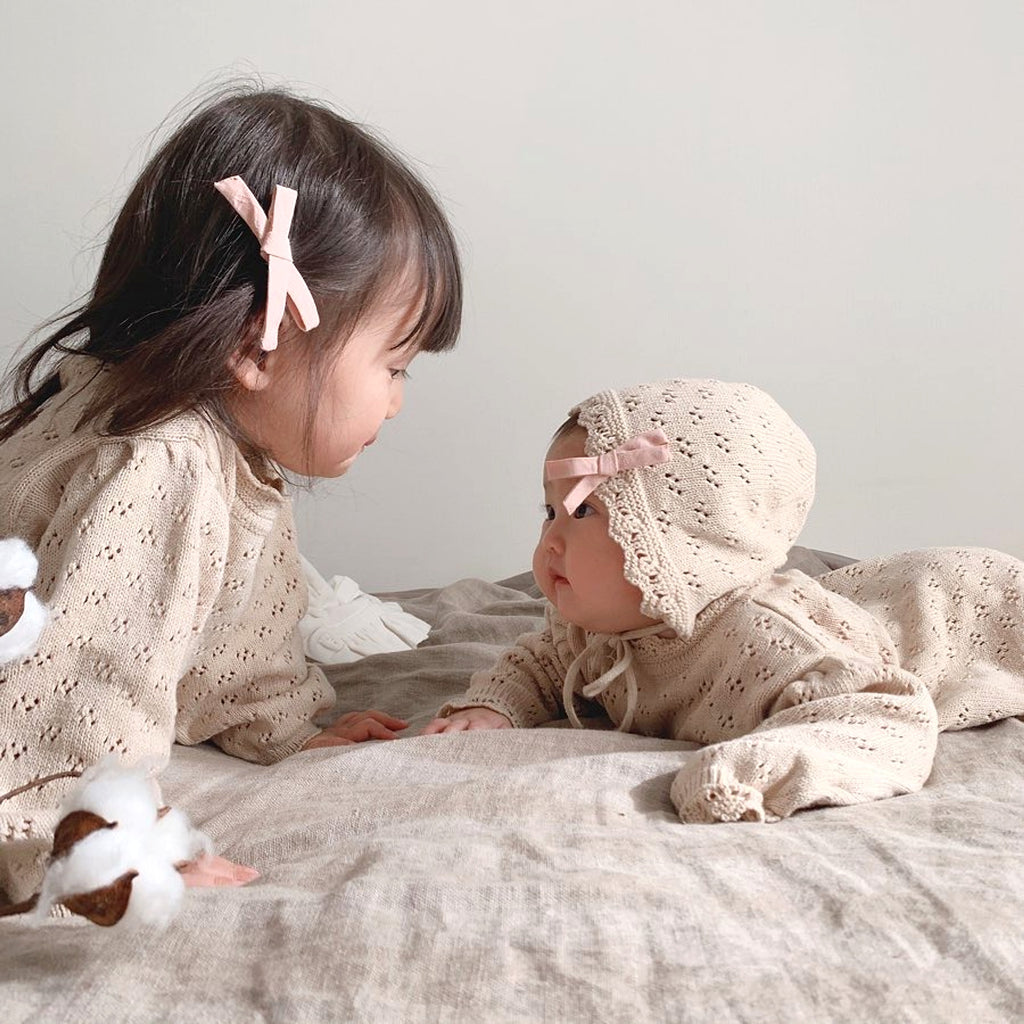 LaceNest™ – Knitted Hollow Baby Romper with Hat - enhanced image 16
