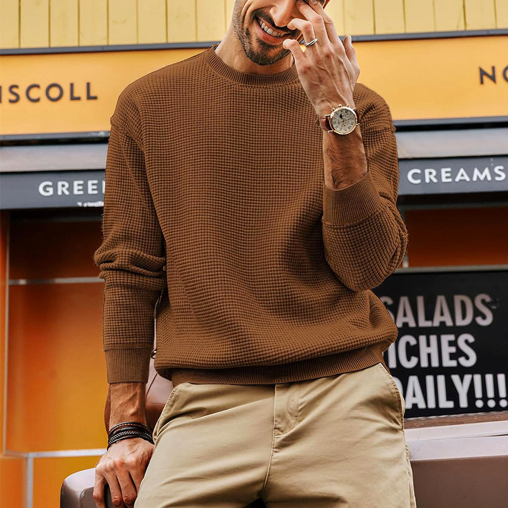 Men's Fashion Solid Color Waffle Casual - enhanced image 16