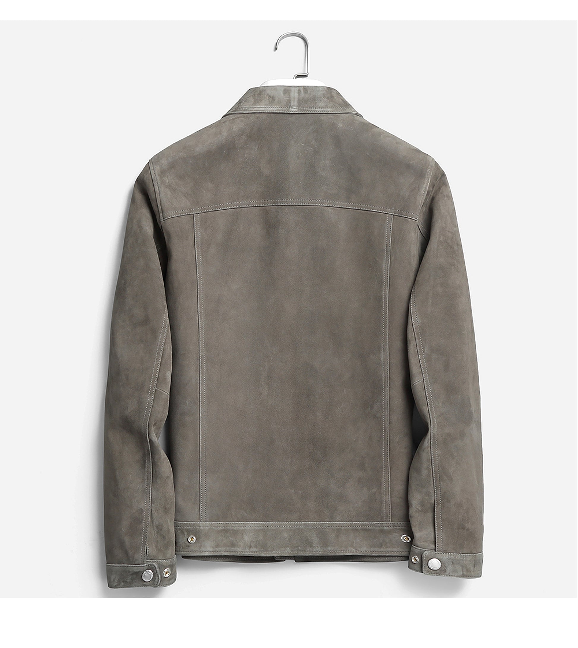 A1. Men's Lambskin Suede Lapel Biker's Leather Jacket - enhanced image 16