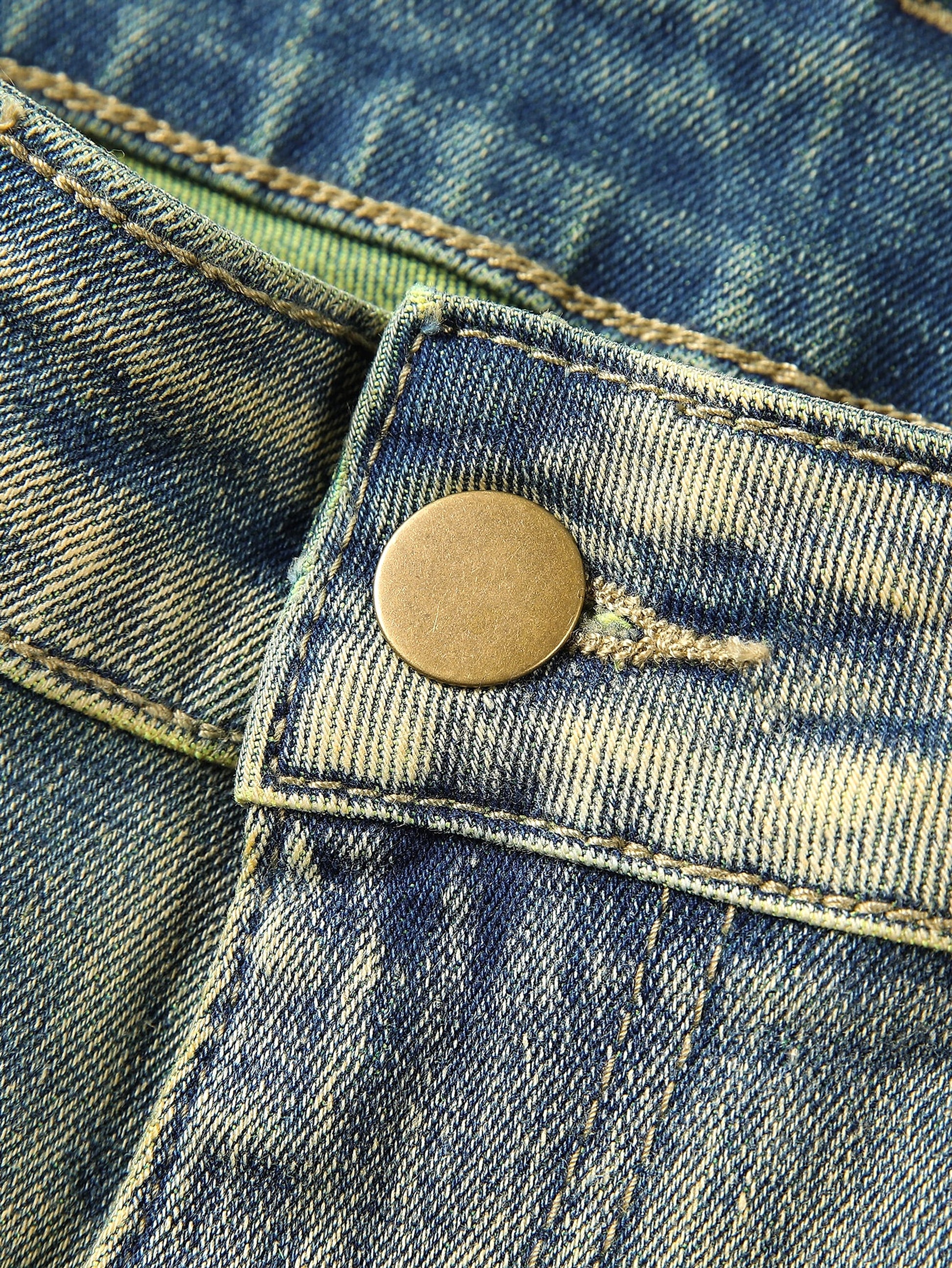 Men's Patchwork Fringe Slightly Flared Stretch Jeans - enhanced image 16