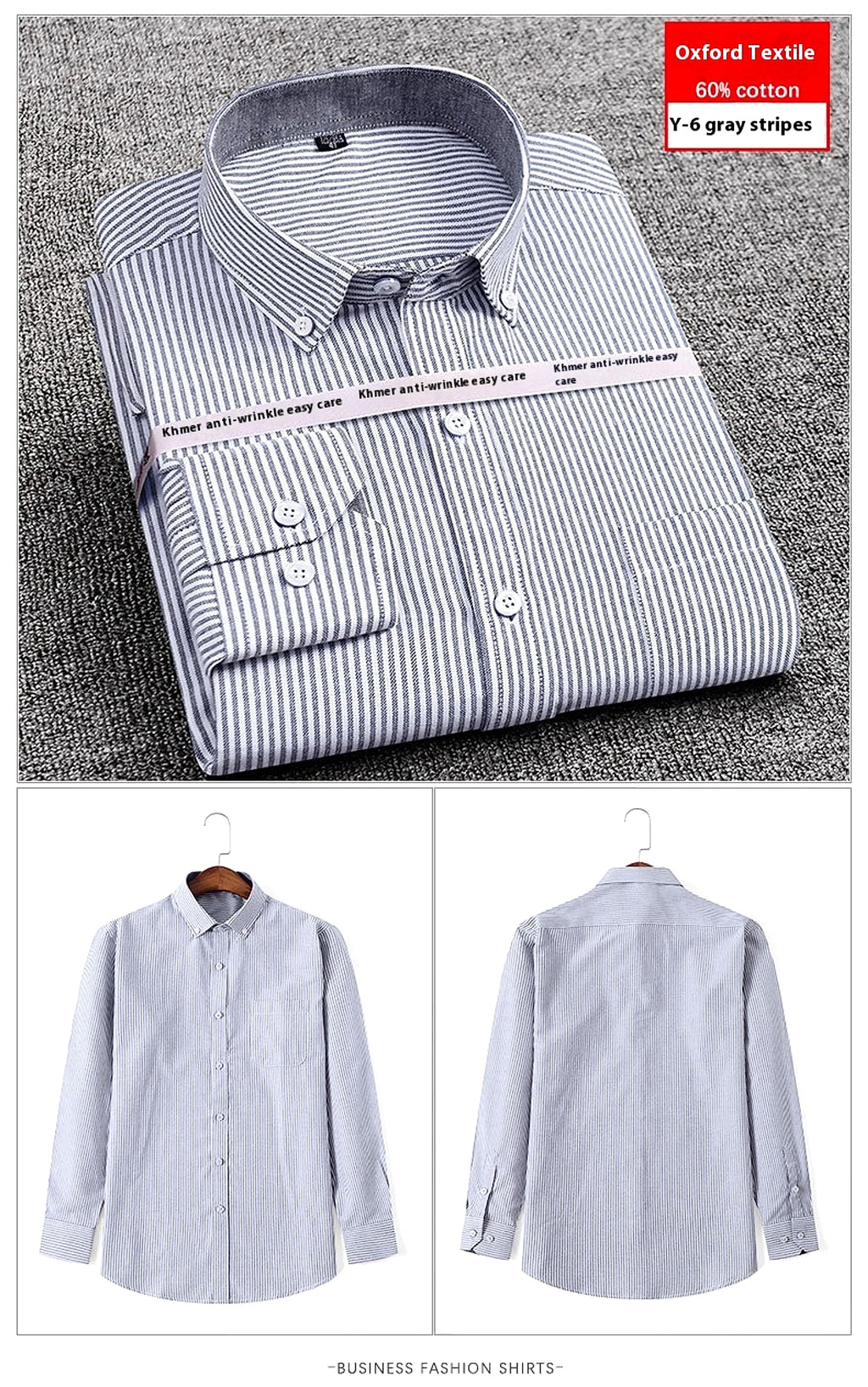 Men's Purified Cotton Long Sleeve DressShirt Anti-wrinkle Heartless Slim Fit - enhanced image 16