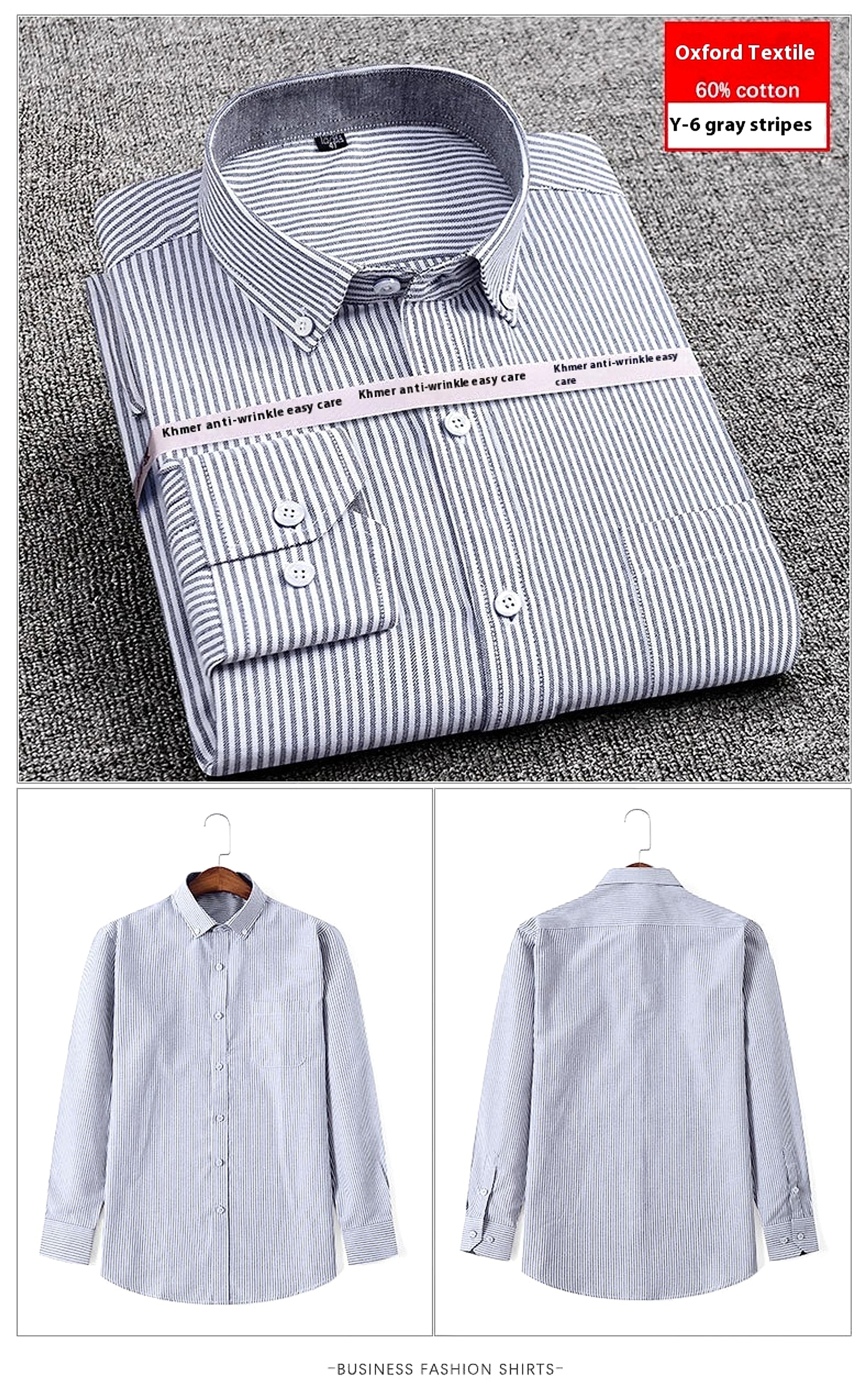 Men's Purified Cotton Long Sleeve DressShirt Anti-wrinkle Heartless Slim Fit - enhanced image 16