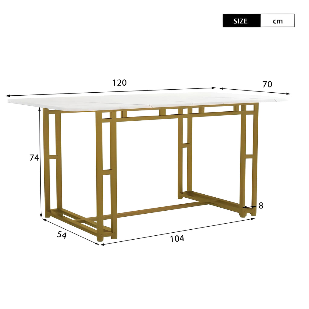 LuneluX_Home – Modern Rectangular Dining Table with Golden Metal Frame (120×70 cm) - enhanced image 16