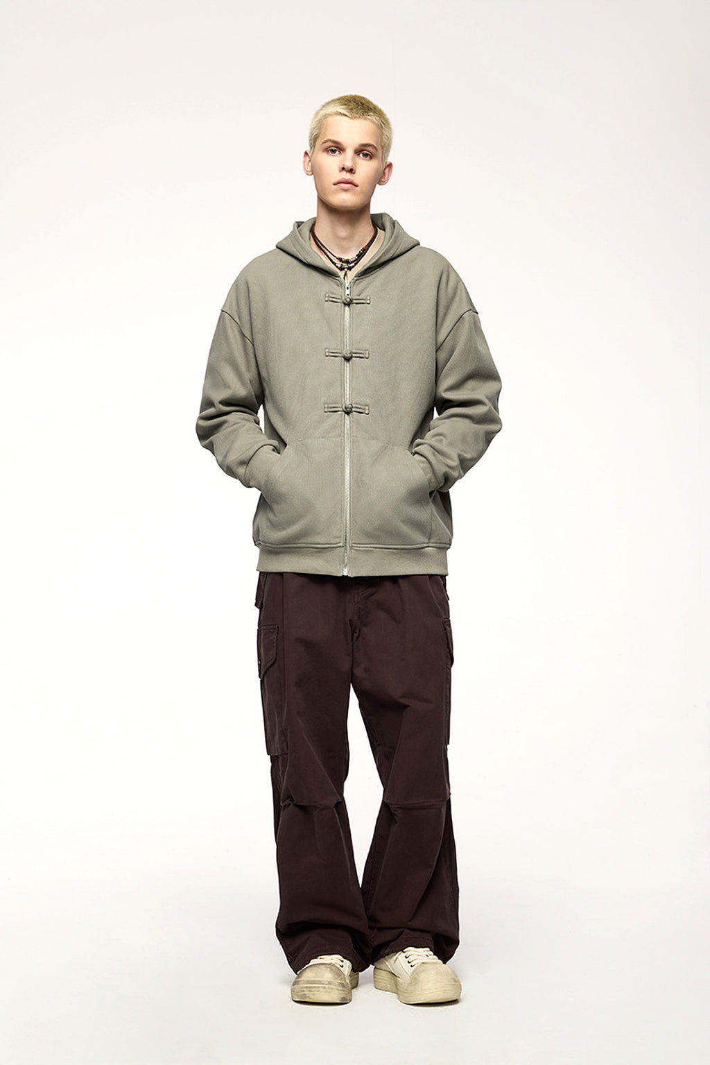 New Chinese Style Buckle Fleece Zipper Hooded Sweater - enhanced image 16