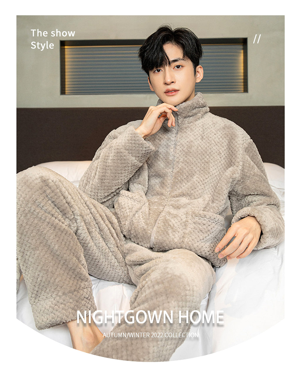 Pajamas Men's Jacquard Flannel Loose Fleece-lined Warm Loungewear - enhanced image 16