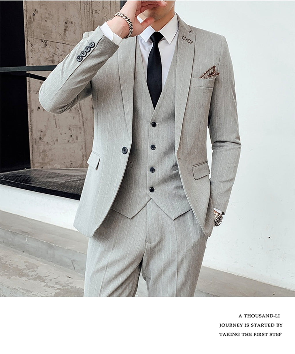 Striped Suit Men's Korean Style Small Suit Professional Business Suit - enhanced image 16