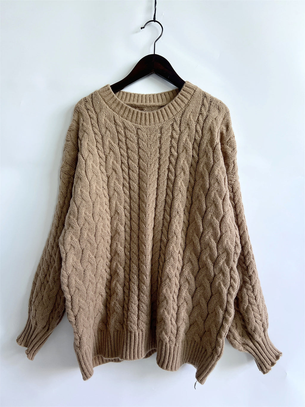Vintage Vertical Stripes Twist Round Neck Long Sleeve Knitted Pullover Thick Needle Sweater For Women - enhanced image 16